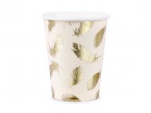 Kreminiai puodeliai su auksinėmis plunksnomis (6vnt./220ml)